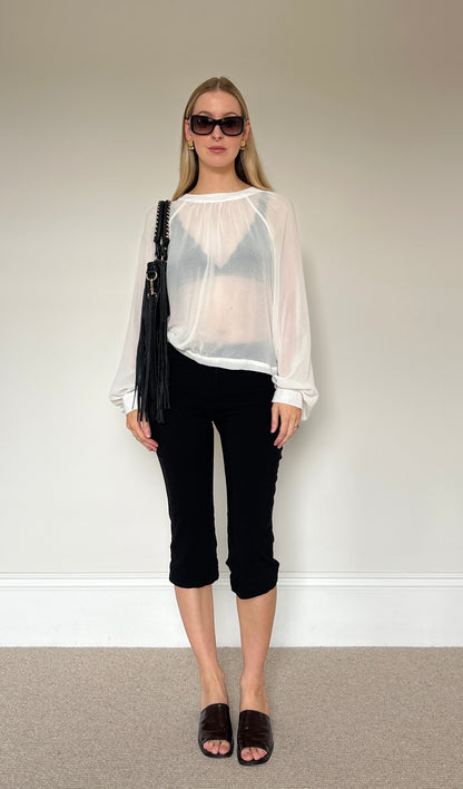 Vintage White Open Back Blouse