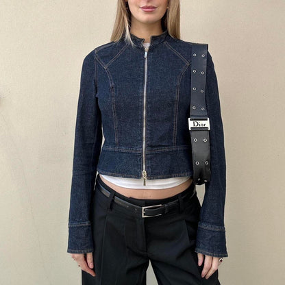 Vintage 00s denim double zip jacket