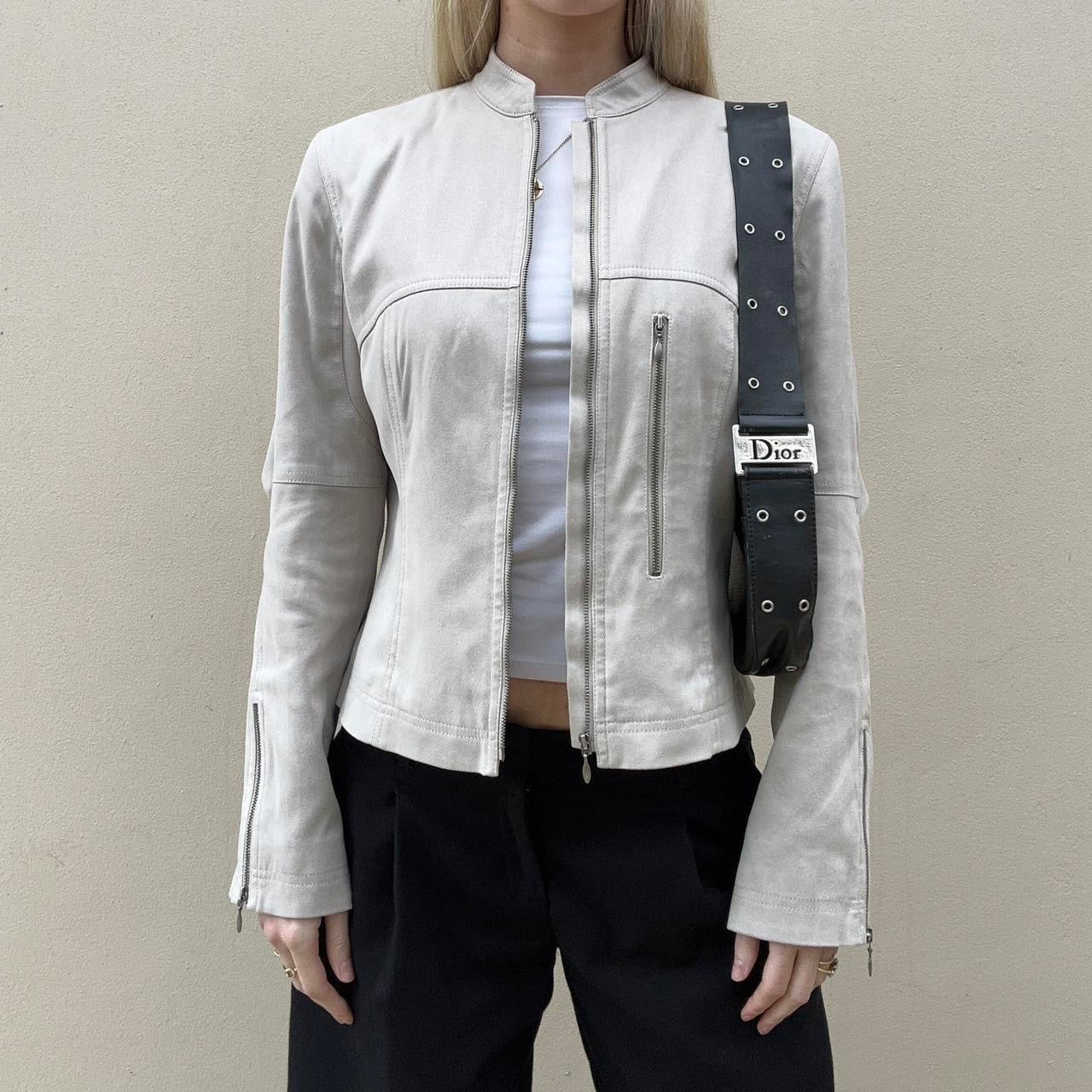 Vintage 00s faux suede biker jacket