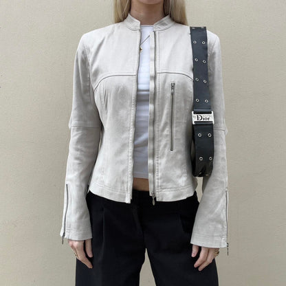 Vintage 00s faux suede biker jacket