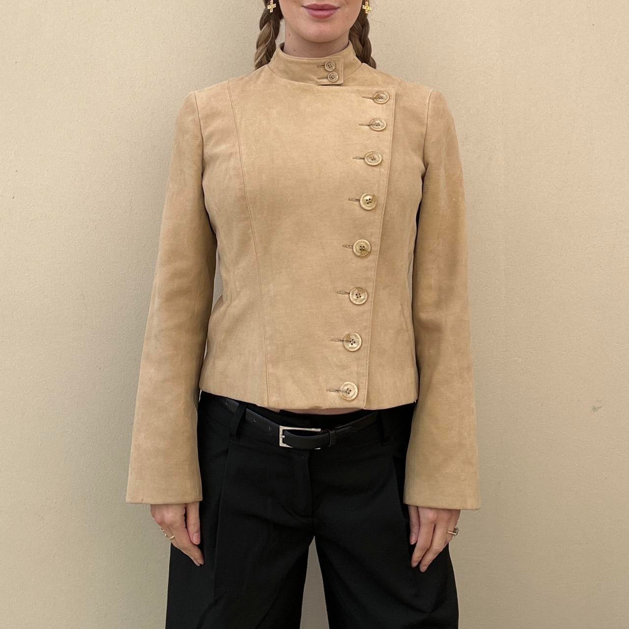 Vintage 00s asymmetric camel jacket