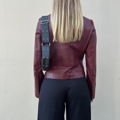 Vintage 00s burgundy leather jacket