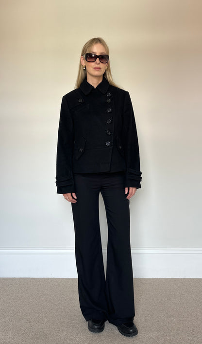 Black wool asymmetrical jacket