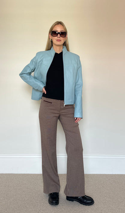 Vintage sky blue leather jacket