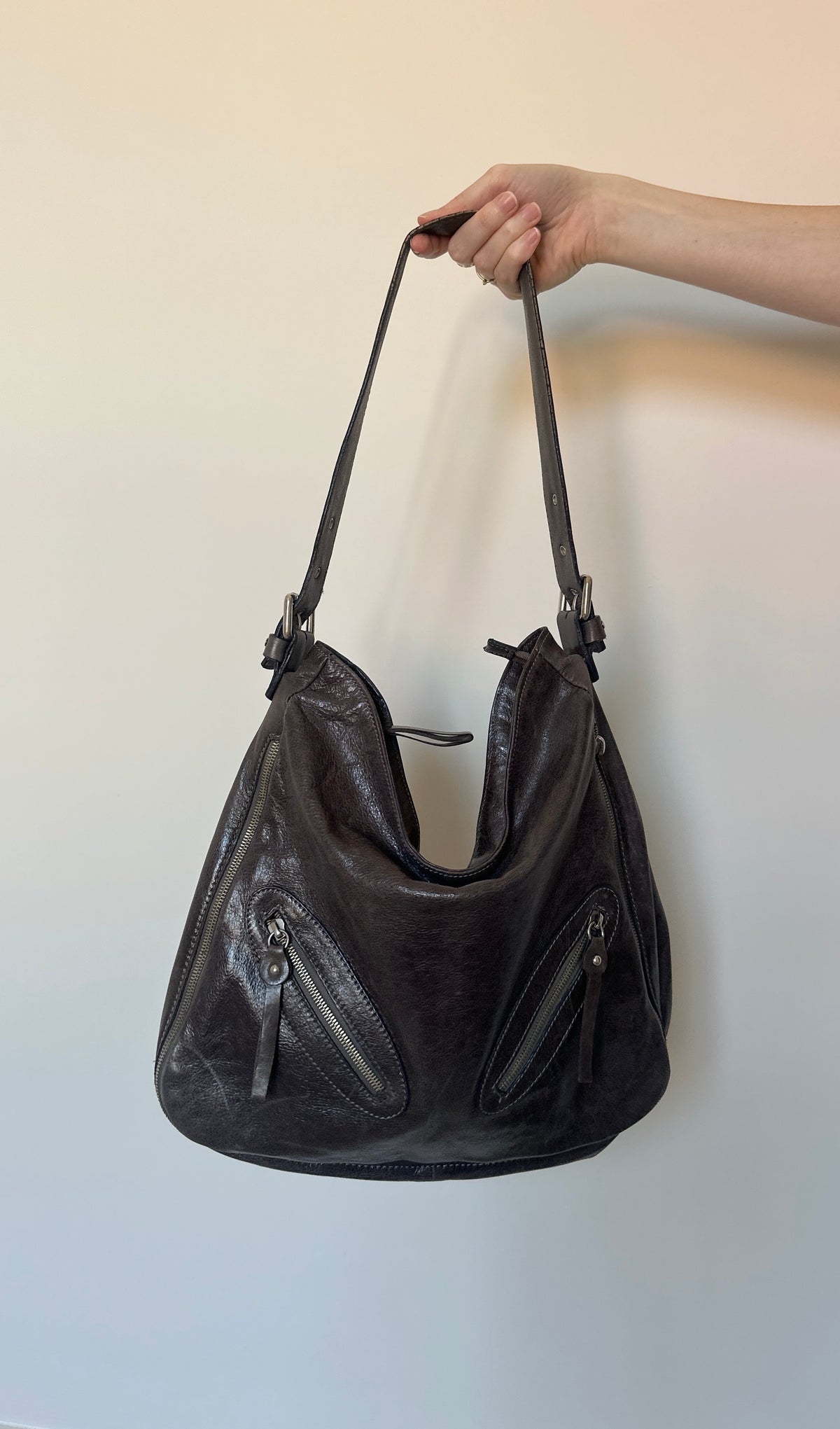 Vintage Grey Leather Bag
