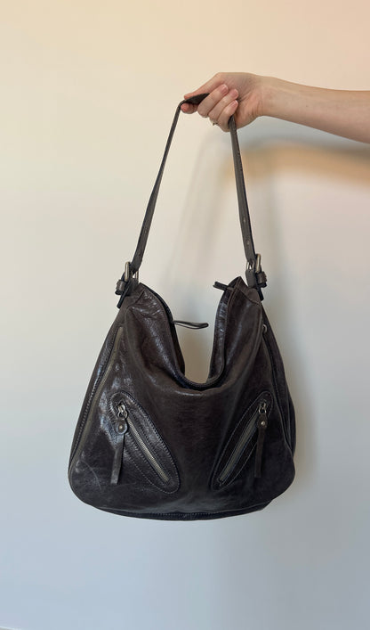 Vintage Grey Leather Bag