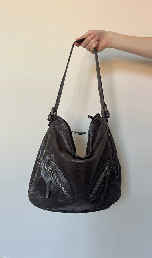 Vintage Grey Leather Bag