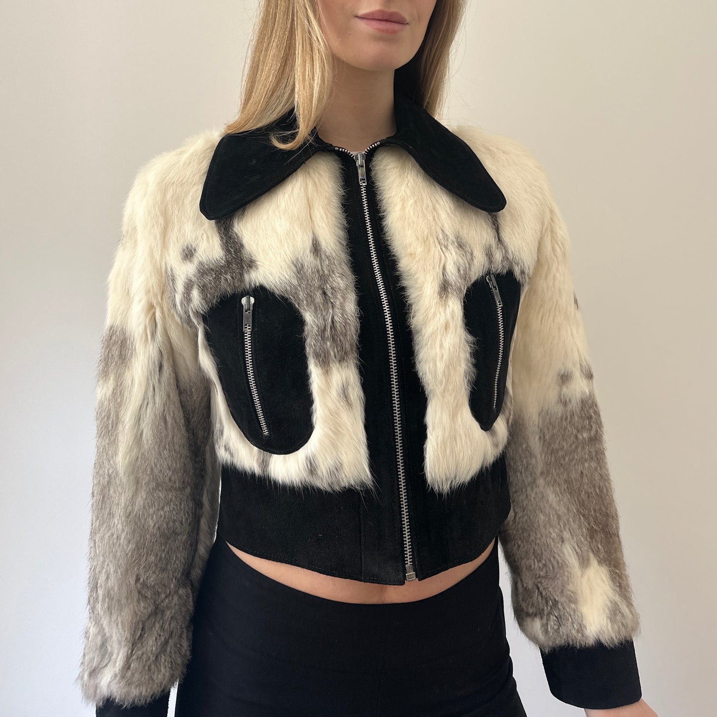 Vintage Fur & suede bomber jacket