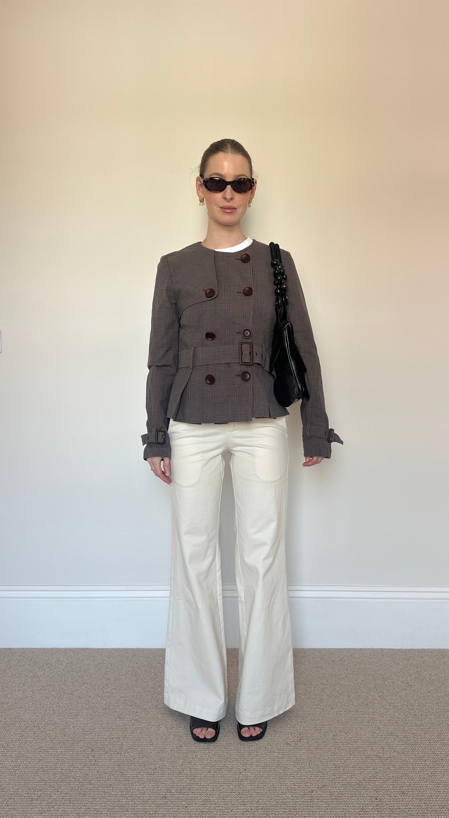 Vintage double breasted collarless jacket