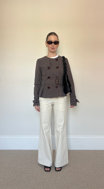 Vintage double breasted collarless jacket