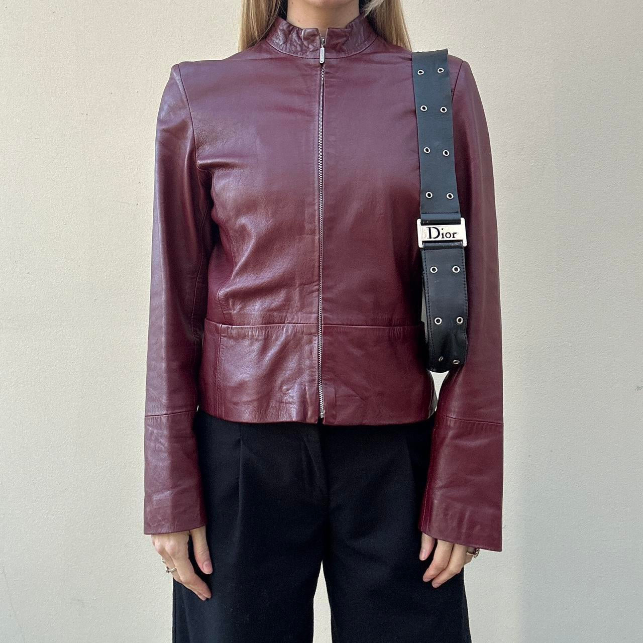 Vintage 00s burgundy leather jacket