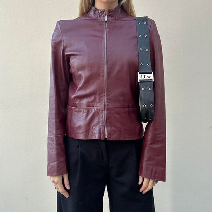 Vintage 00s burgundy leather jacket