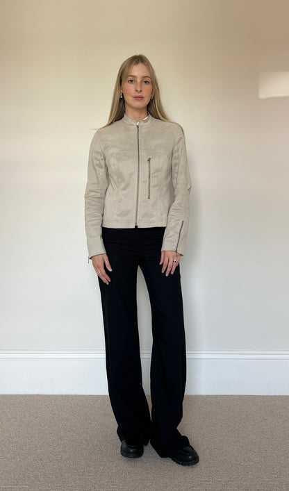 Vintage faux suede biker jacket