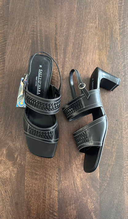 Vintage black contrast stitch heels