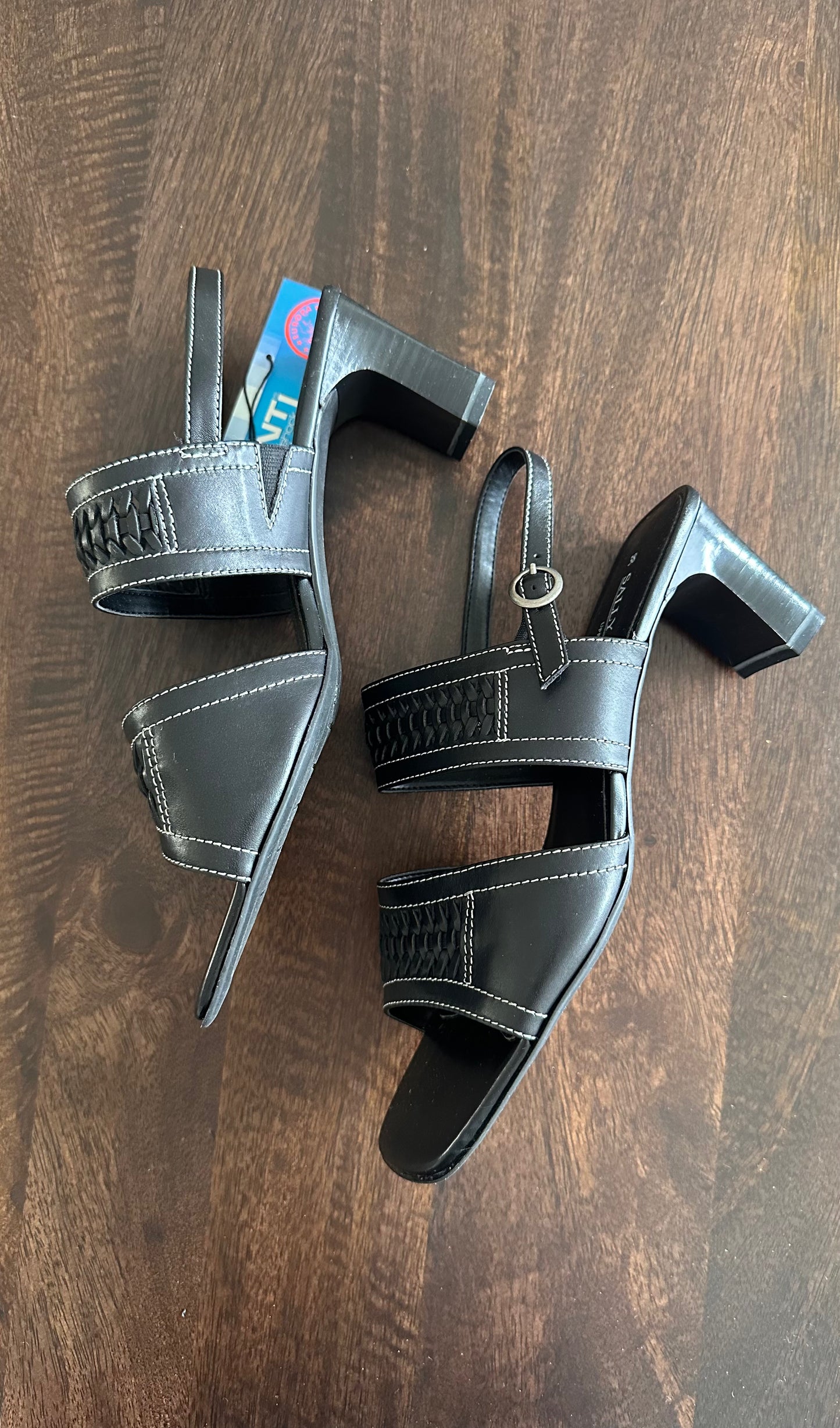Vintage black contrast stitch heels