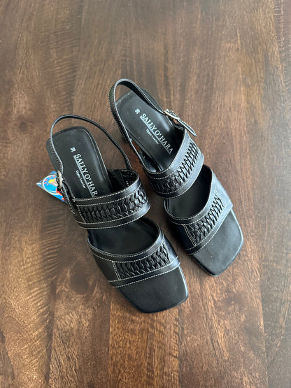 Vintage black contrast stitch heels