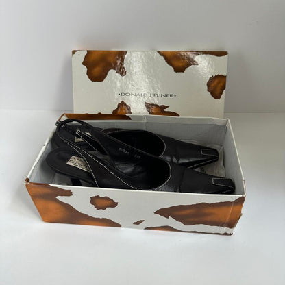 Vintage 00s dark brown sling back kitten heels