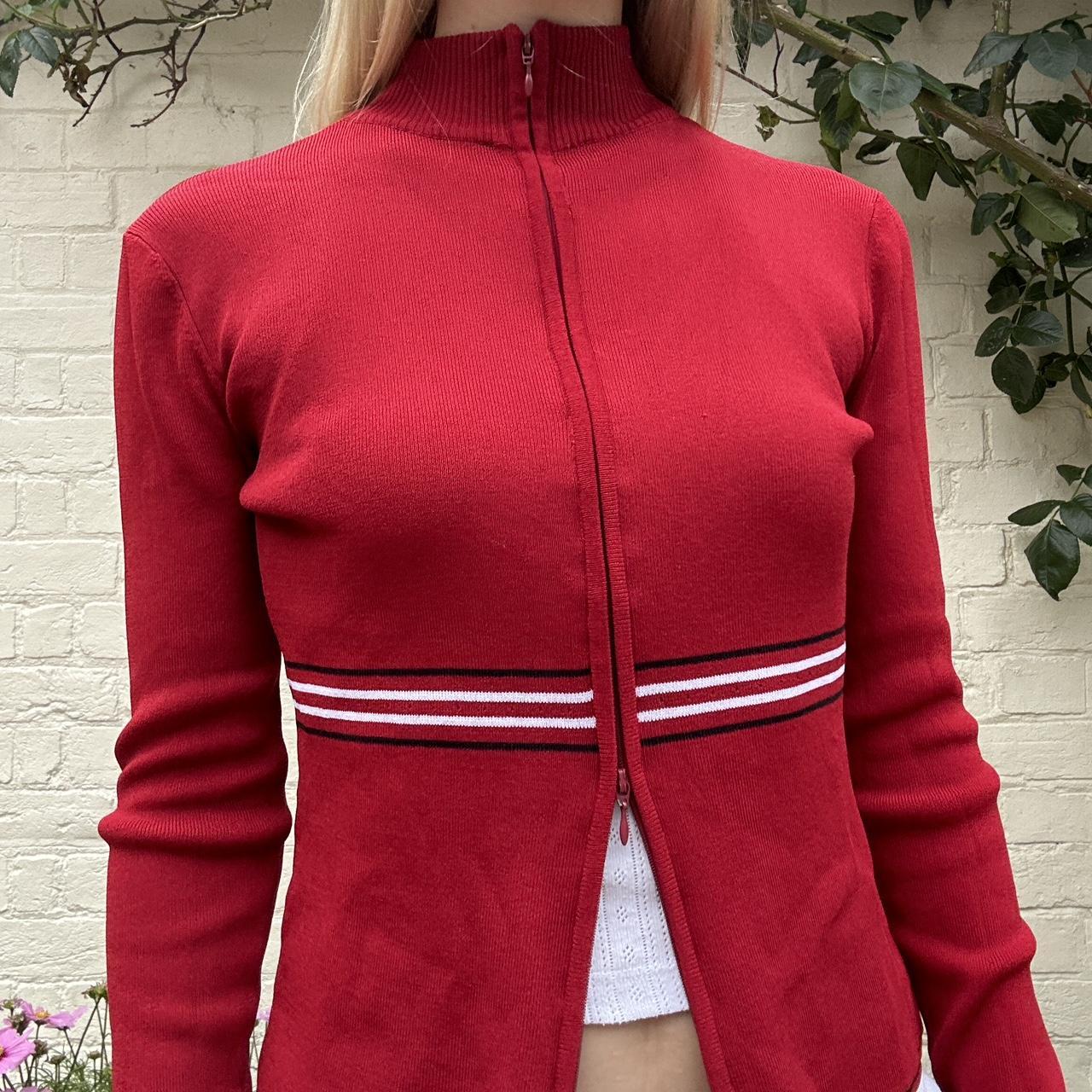 Vintage 00s red double zipper jumper