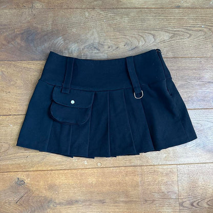 Vintage 00s black pleated mini skirt