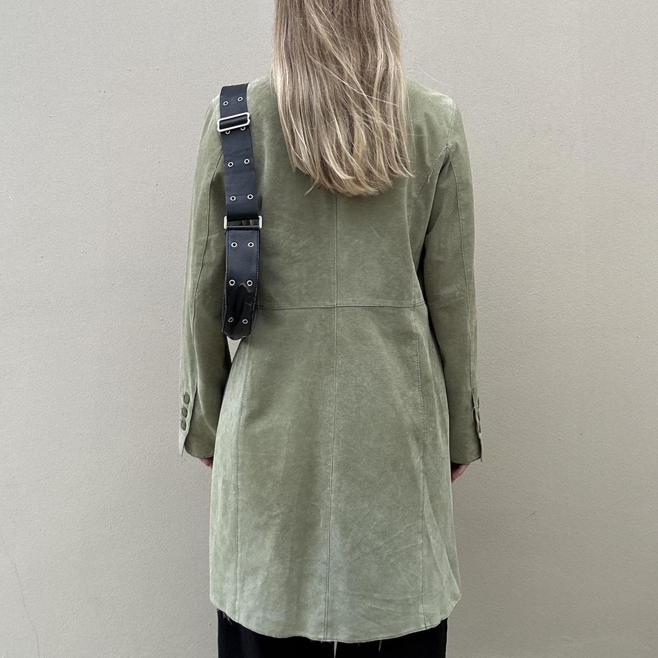 Sage green suede long coat