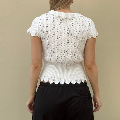 Vintage 00s white crochet top
