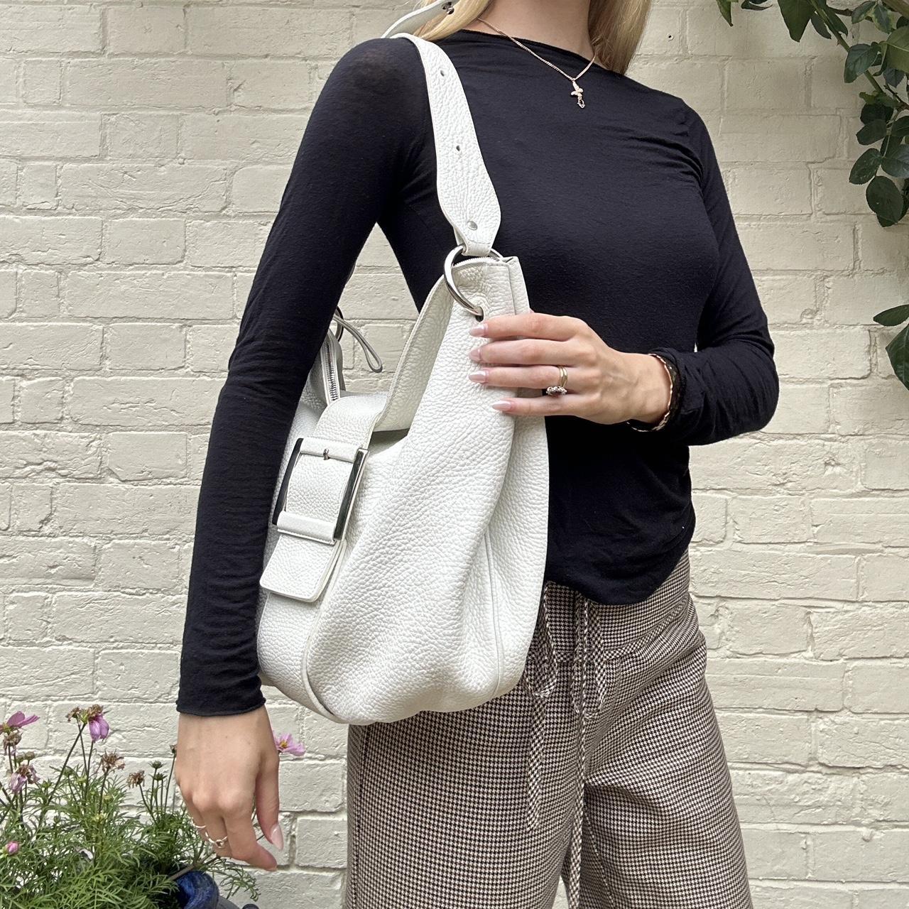 Vintage white leather handbag