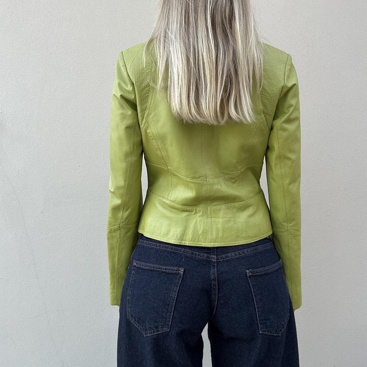 Vintage 00s pistachio green leather jacket