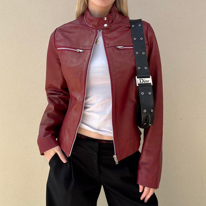 Vintage 00s burgundy leather jacket