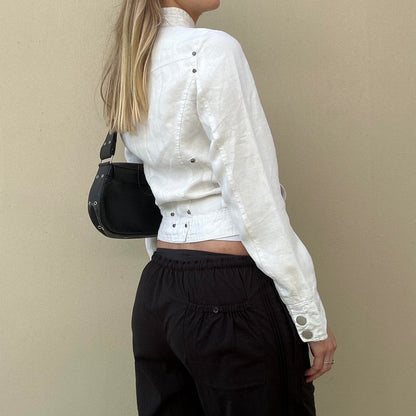 Vintage 00s linen biker jacket