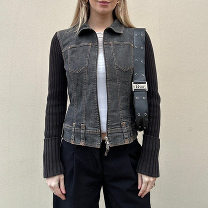 Vintage denim & knit jumper jacket