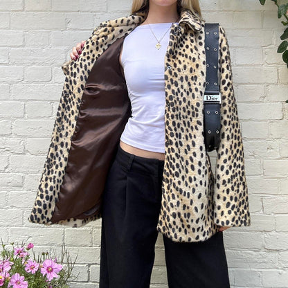 Faux fur leopard coat