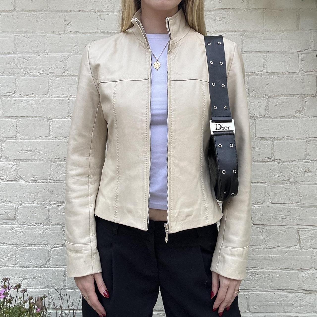 Vintage 00s cream leather jacket