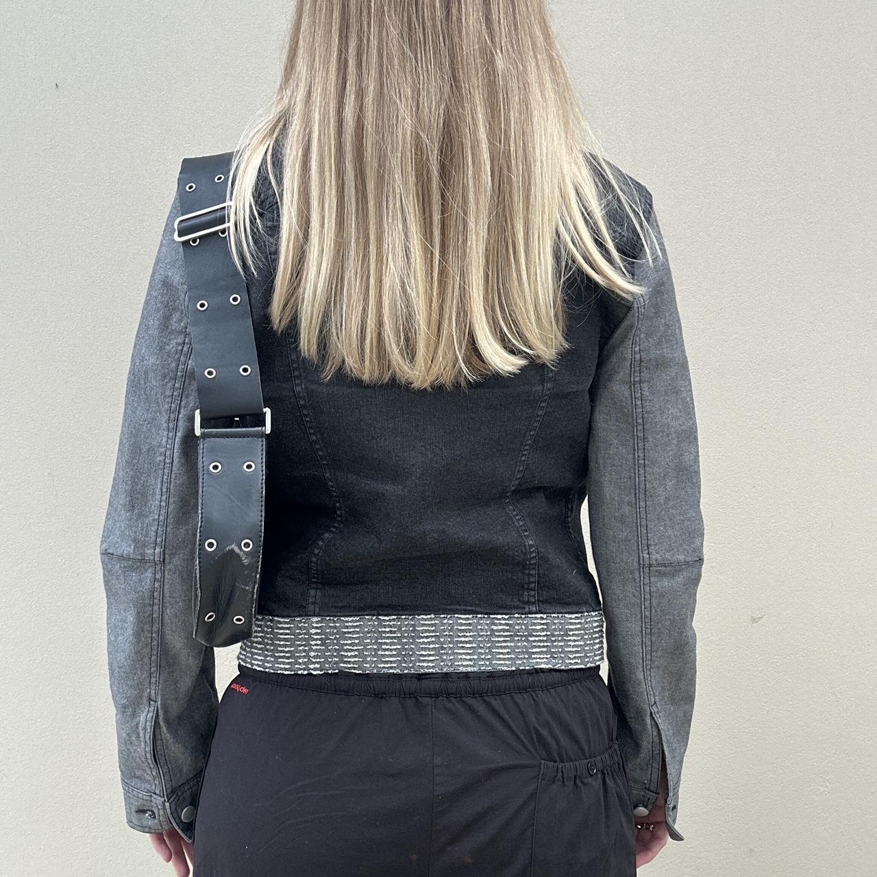 Vintage denim two tone jacket with knit collar