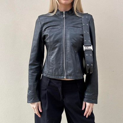 Vintage 90s black leather jacket