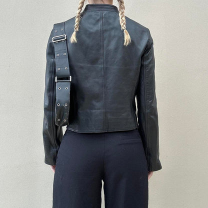 Vintage 00s leather rutched jacket