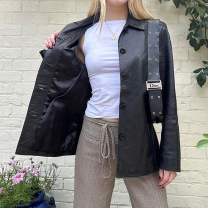 Vintage 90s classic black leather jacket