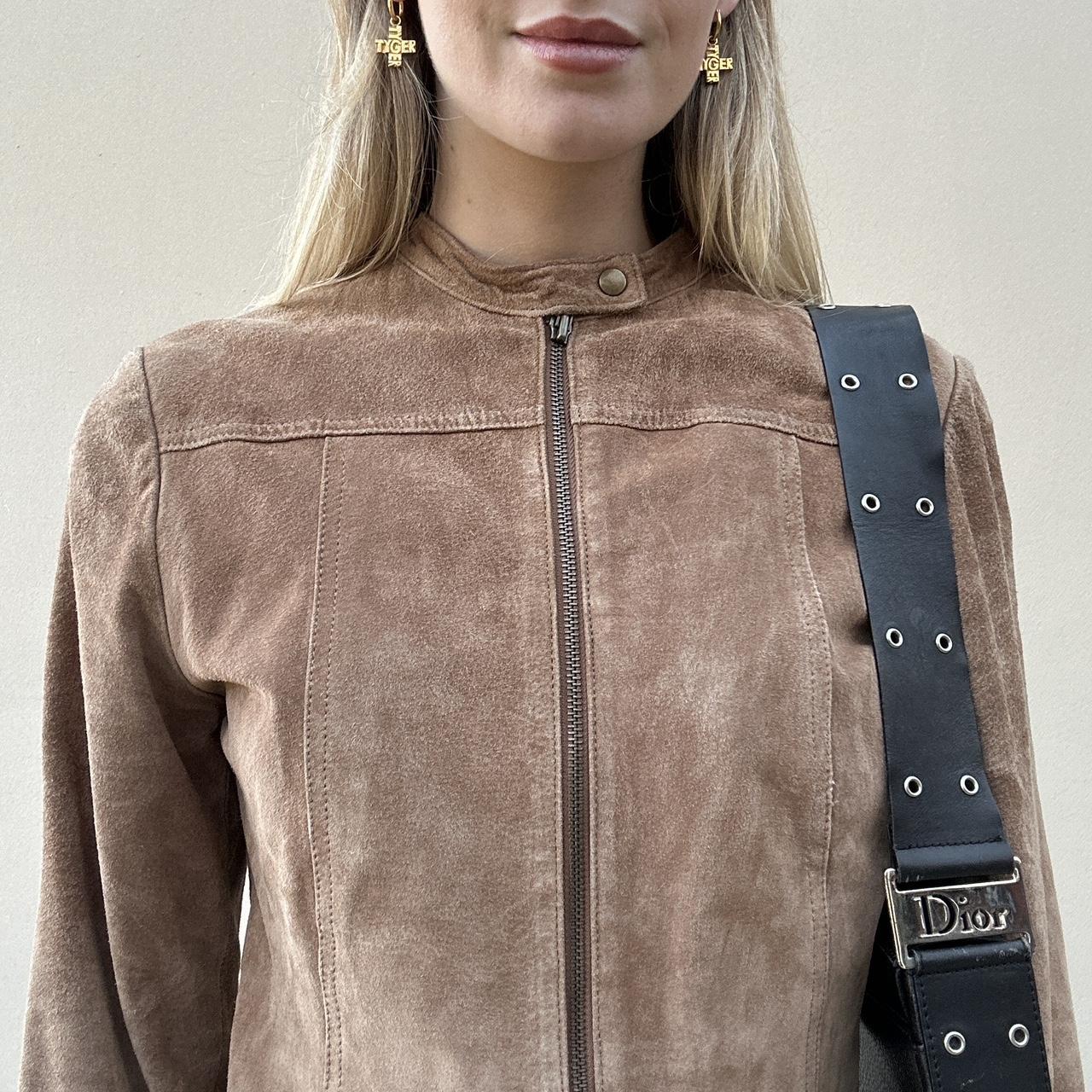 Vintage 00s tan suede biker jacket