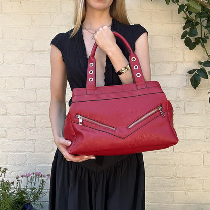 Vintage red leather handbag