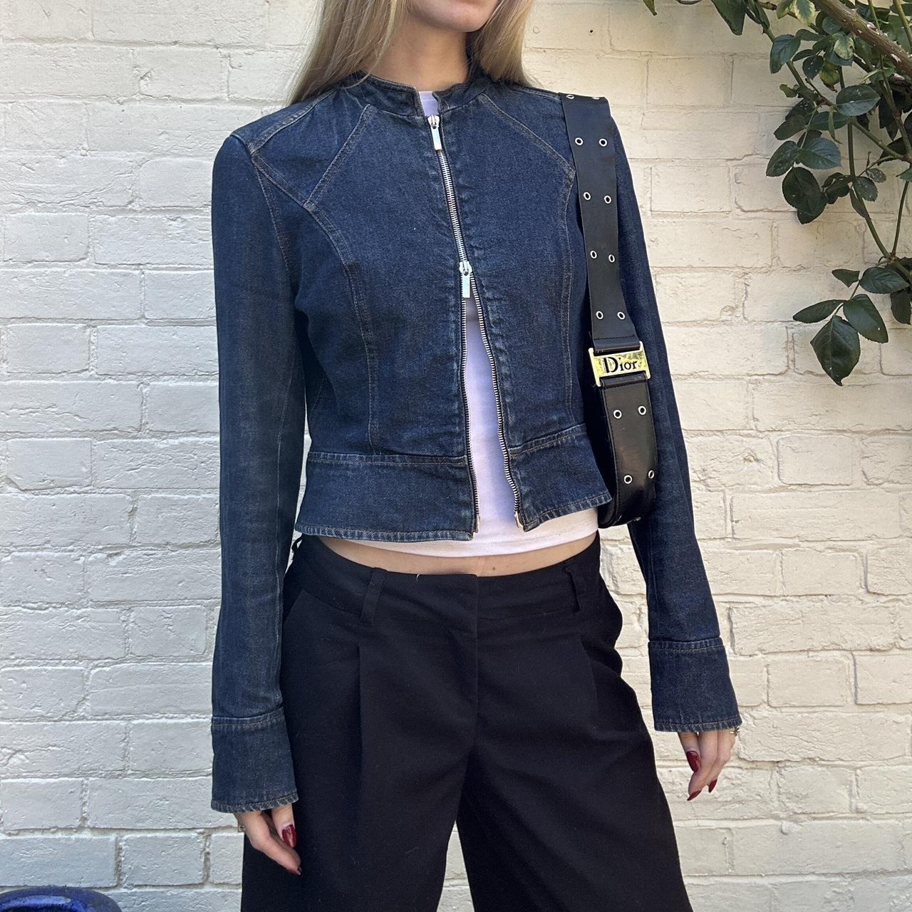 Vintage 00s denim double zip jacket