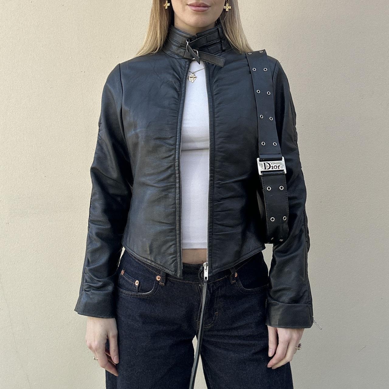 Vintage rutched leather jacket