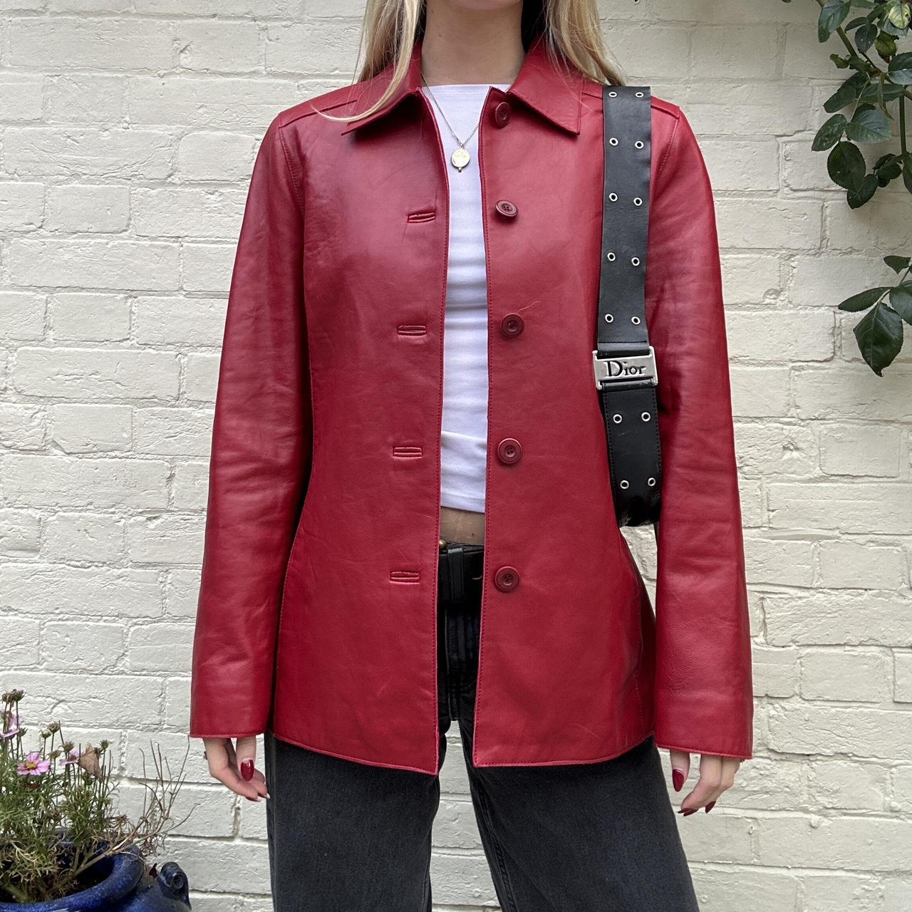 Vintage burgundy leather coat