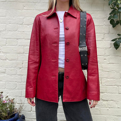 Vintage burgundy leather coat