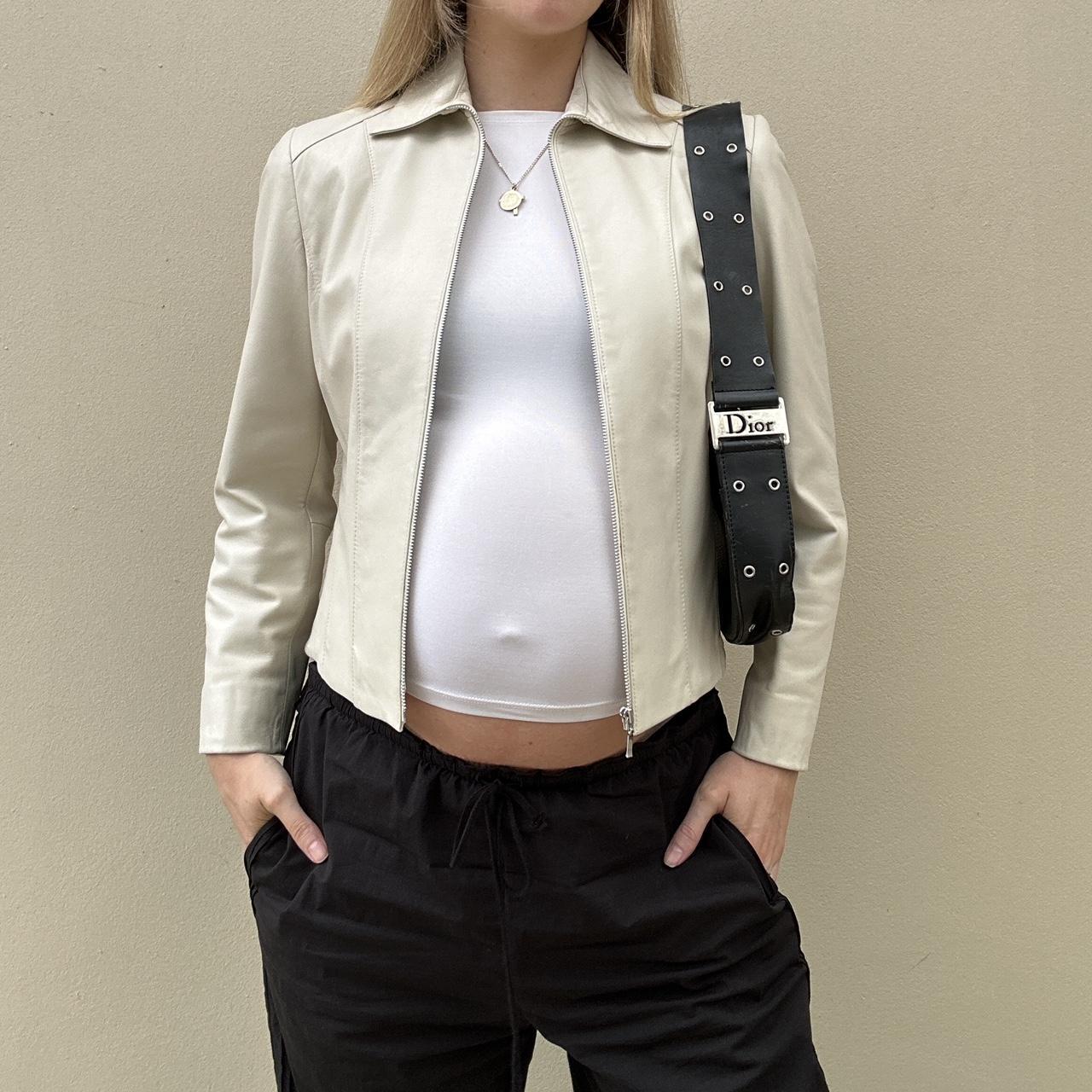 Vintage cream leather jacket