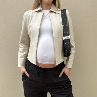 Vintage cream leather jacket