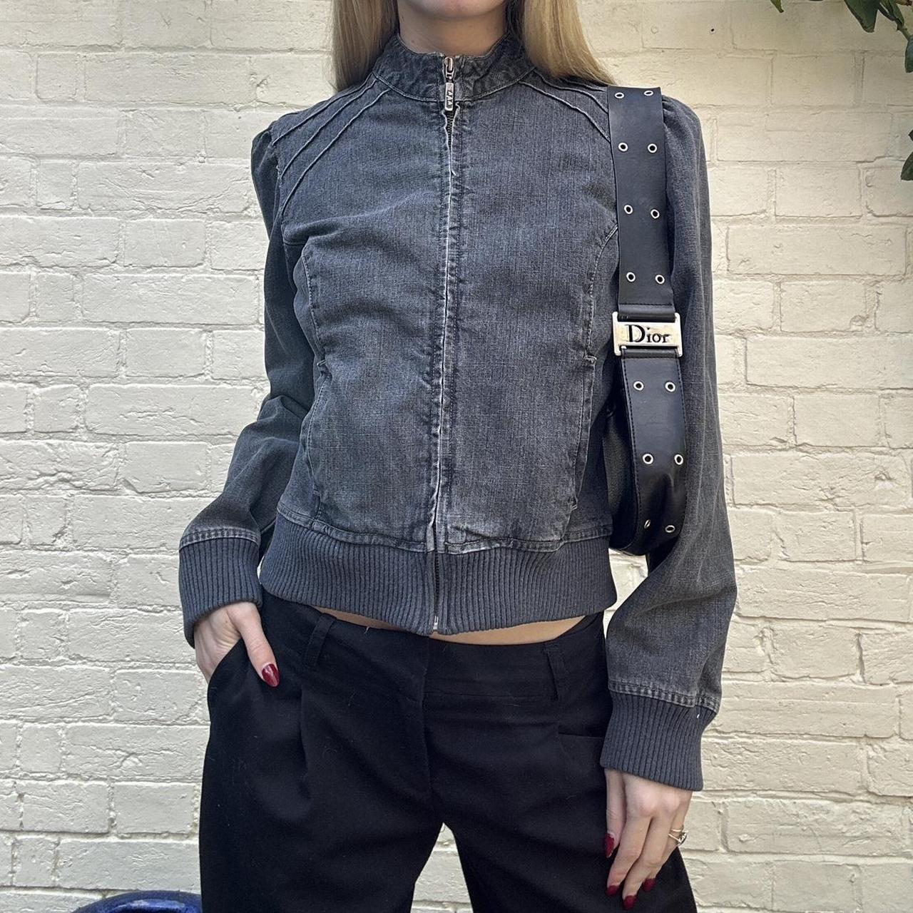 Vintage charcoal denim zip jacket