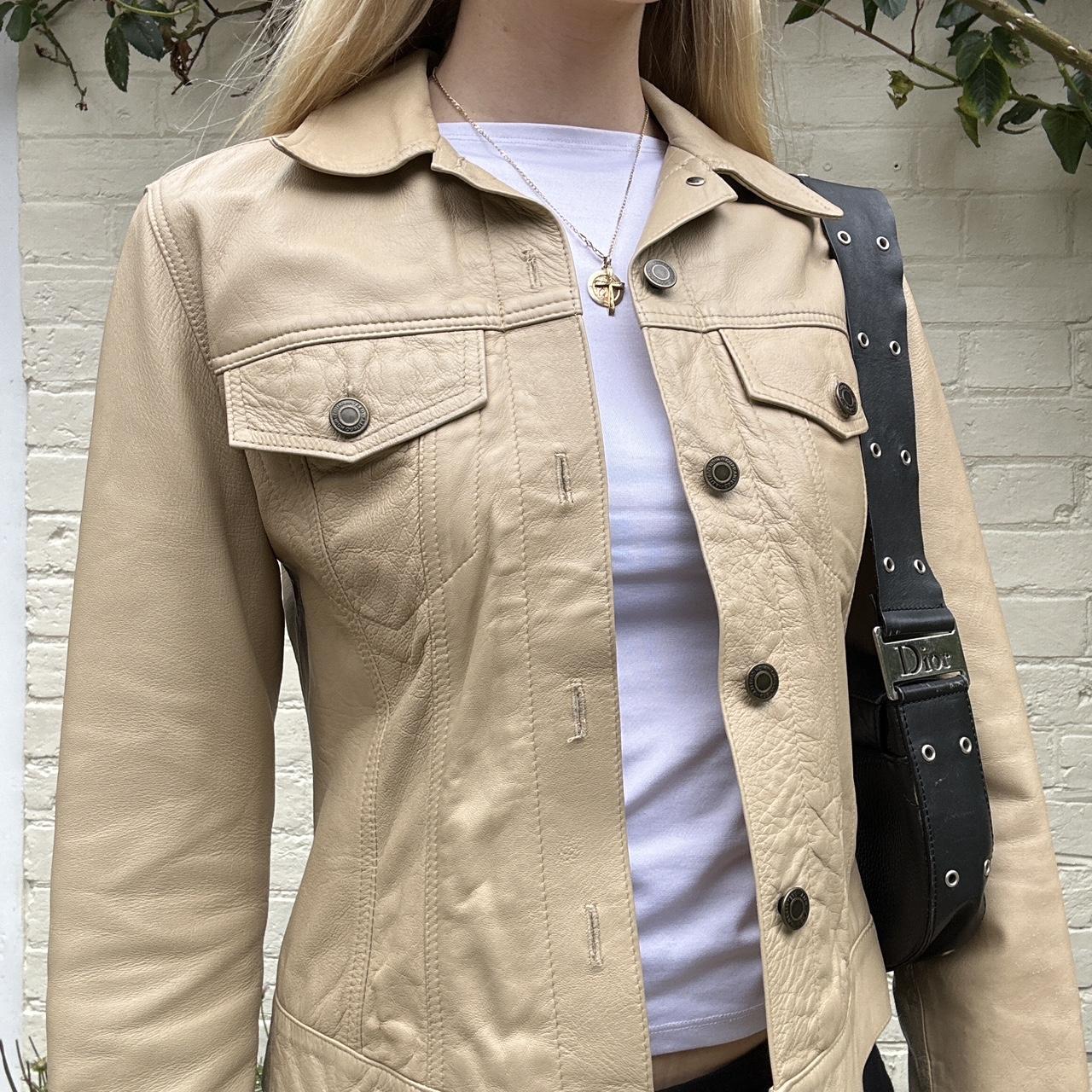 Vintage 90s cream leather jacket