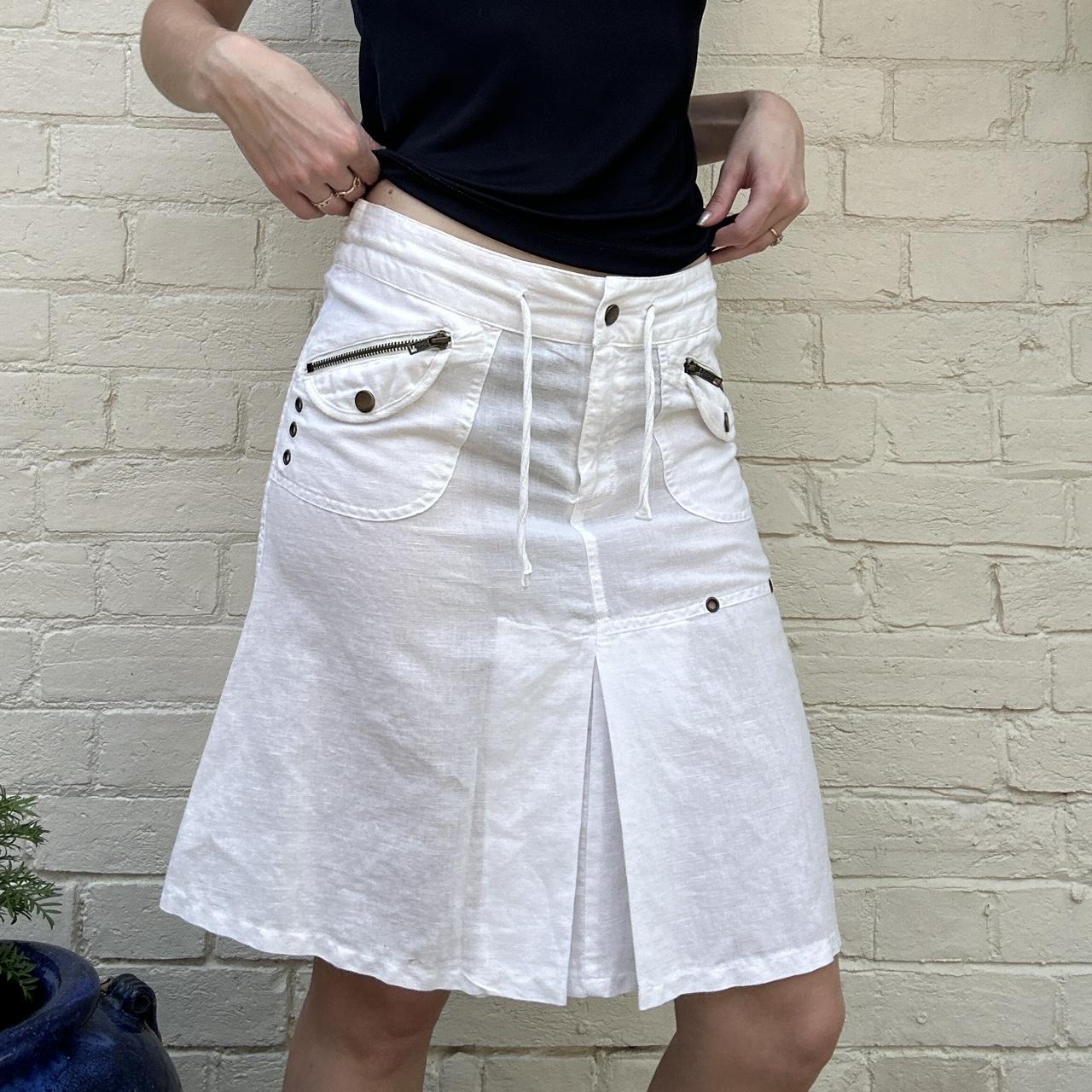 Vintage 00s white cargo midi skirt