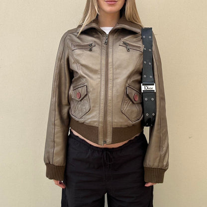 Vintage 00s metallic leather jacket