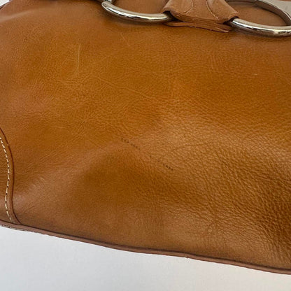 Tan leather horsebit shoulder bag