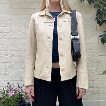 Vintage cream leather jacket